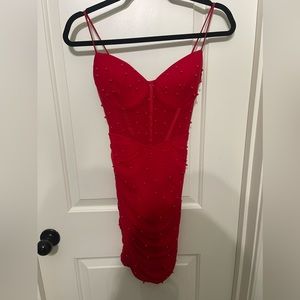 WINDSOR Sassy But Classy Faux Pearl Bustier Mini Dress